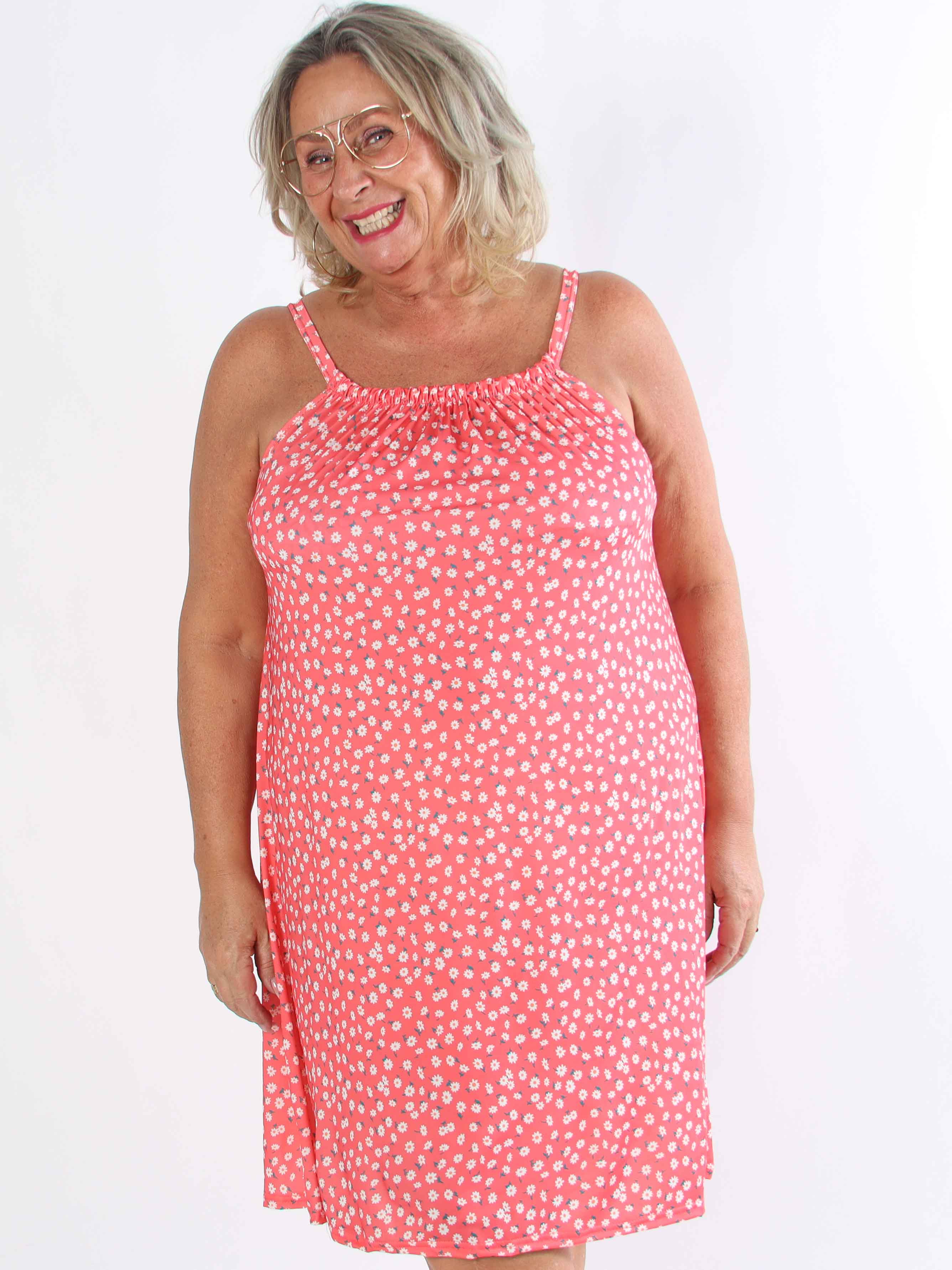 SunLove Small Flower - Elastisk plus size kjole med blomsterprint